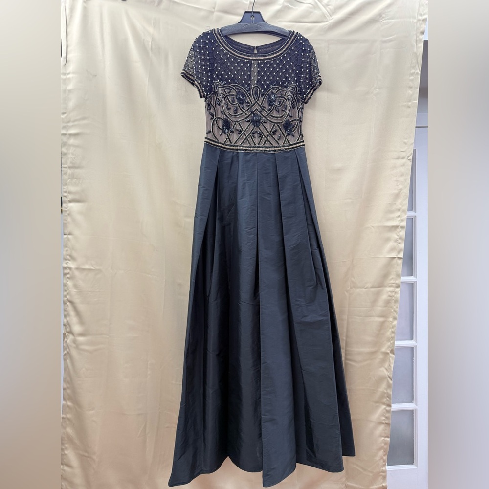 Aidan Mattox Black and Gold Embellished Maxi Dress